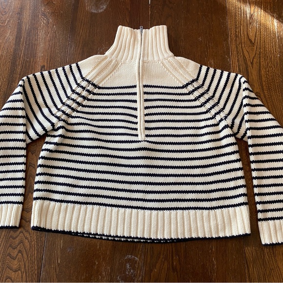 Striped Half-Zip Sweater - Black and White - Picture 3 of 6
